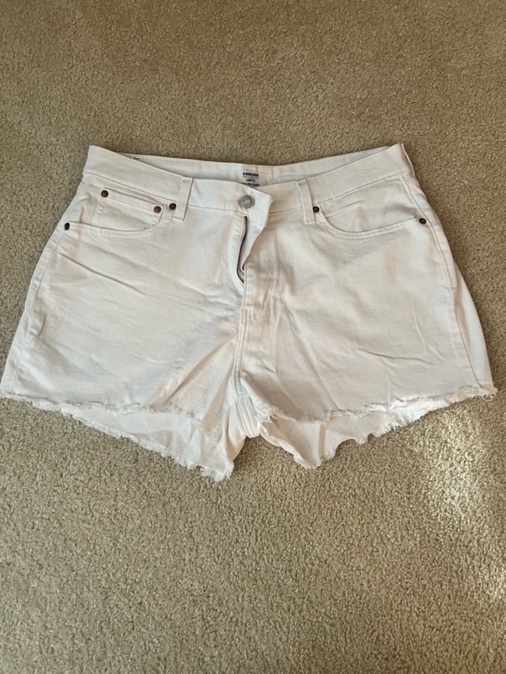 White Frayed Hem Women’s Denim Shorts